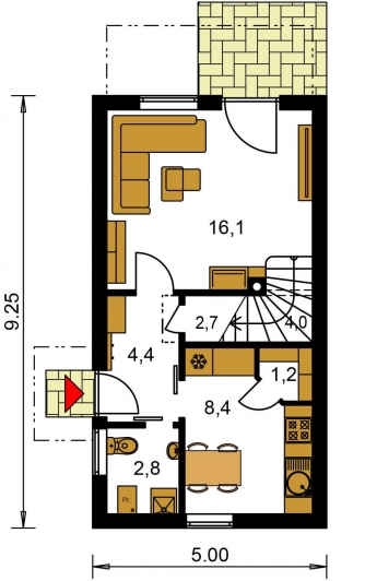 Spiegelverkehrter Entwurf | Grundriss des Erdgeschosses - TREND 261